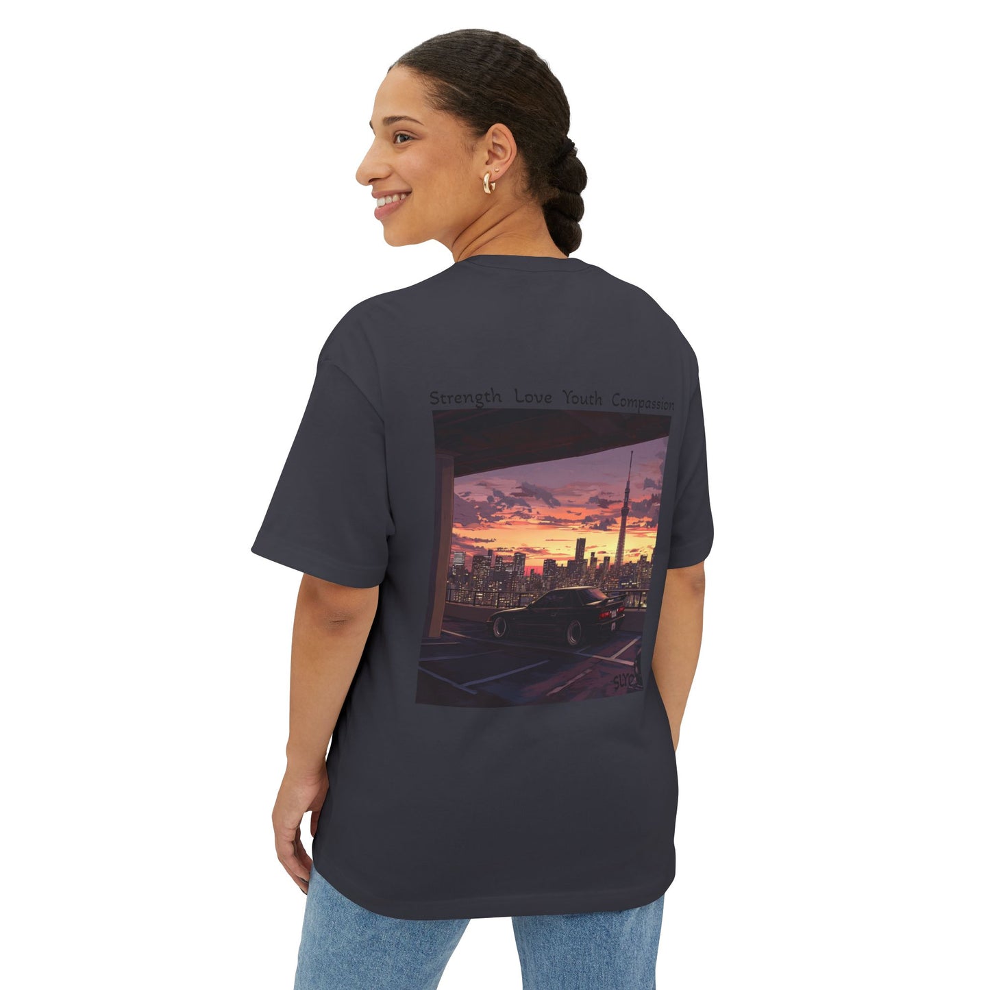 Urban Sunset Artwork Oversized Tee - Trendy Unisex Boxy T-Shirt, Streetwear, Casual Outfit, Graphic Tee, Gift for Him/Her