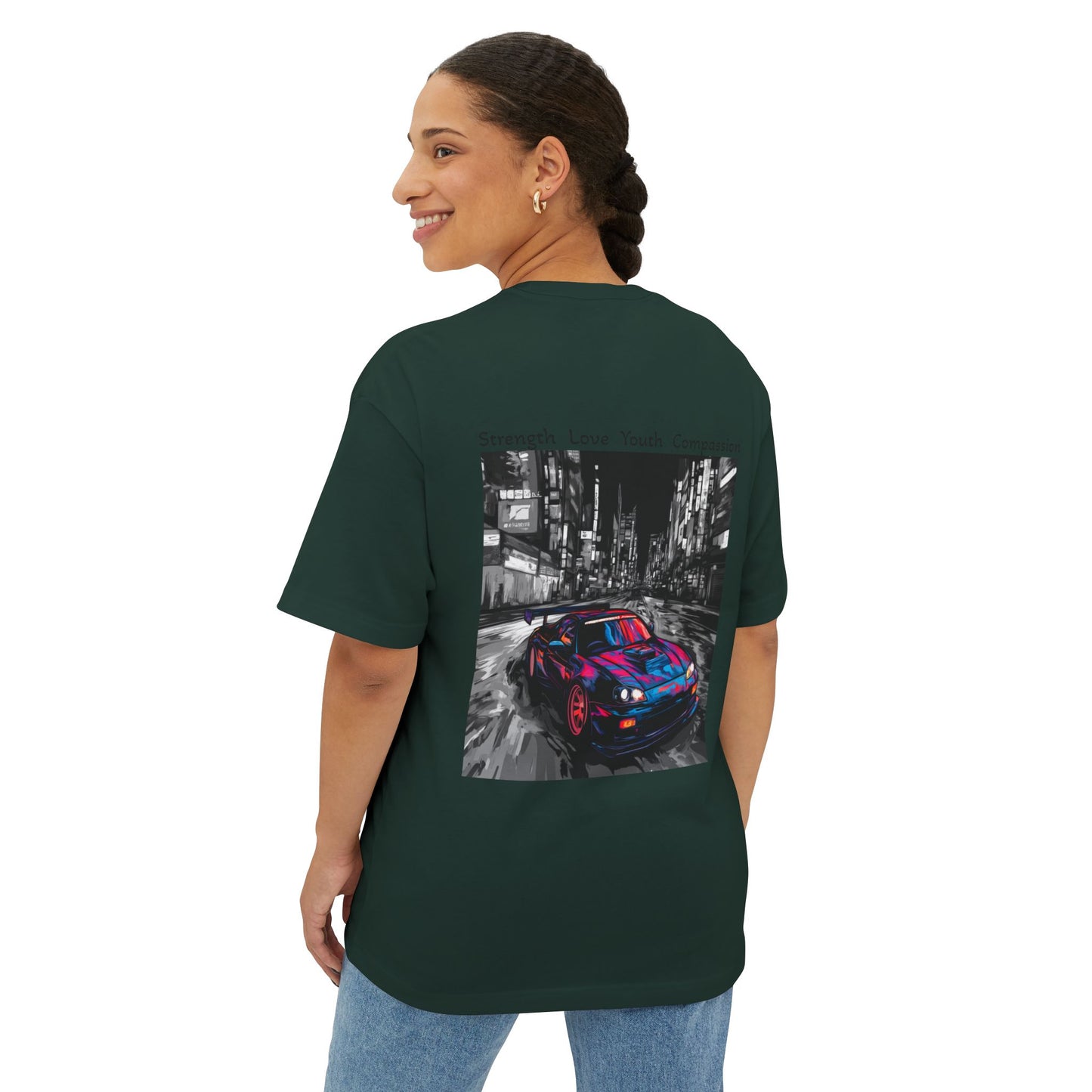 Urban Street Art Unisex Oversized Boxy Tee, Graphic Tee, Fashion Statement Shirt, Casual Wear, Gift for Car Enthusiasts