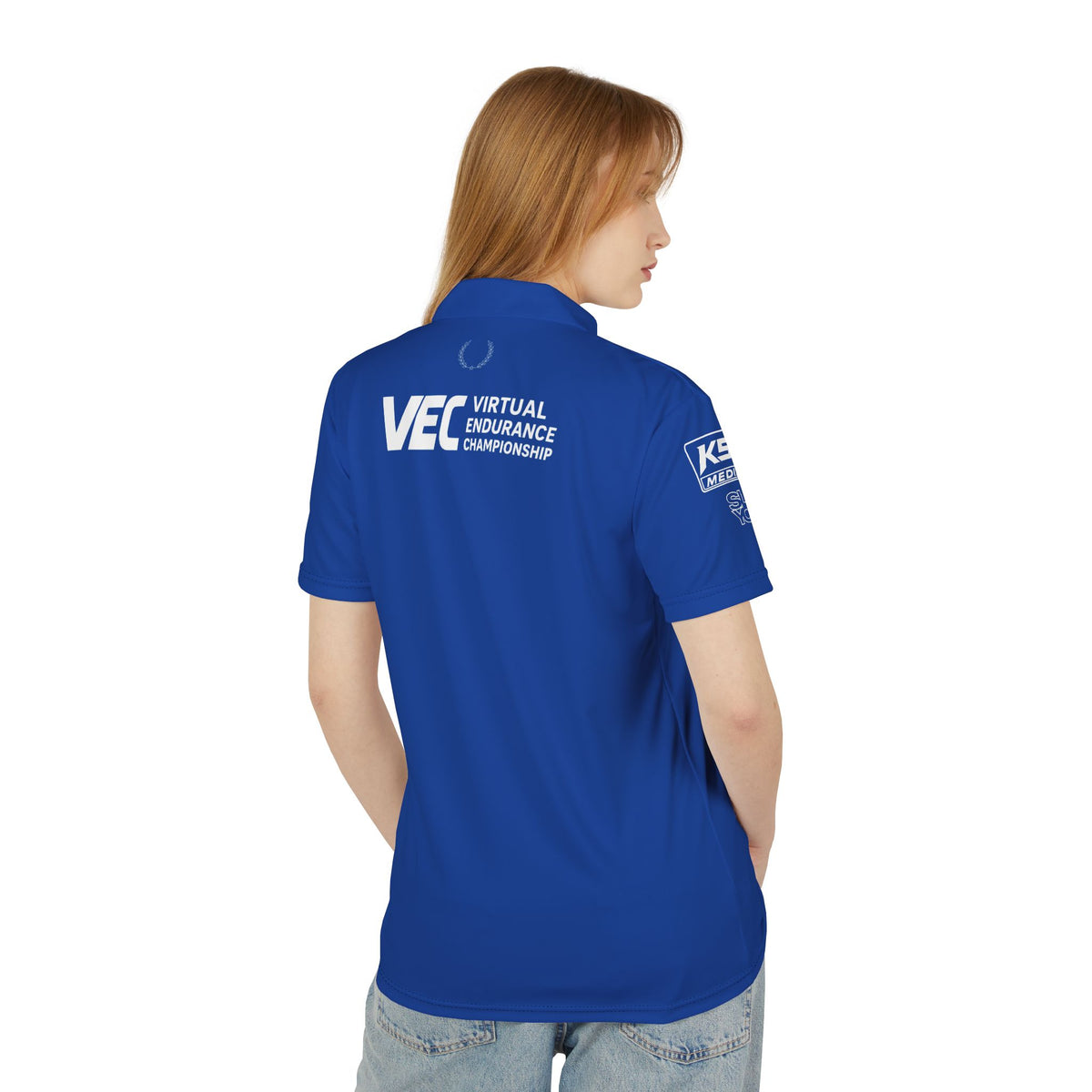 Racing Team Blue Polo Shirt - Sponsor Logo Motif