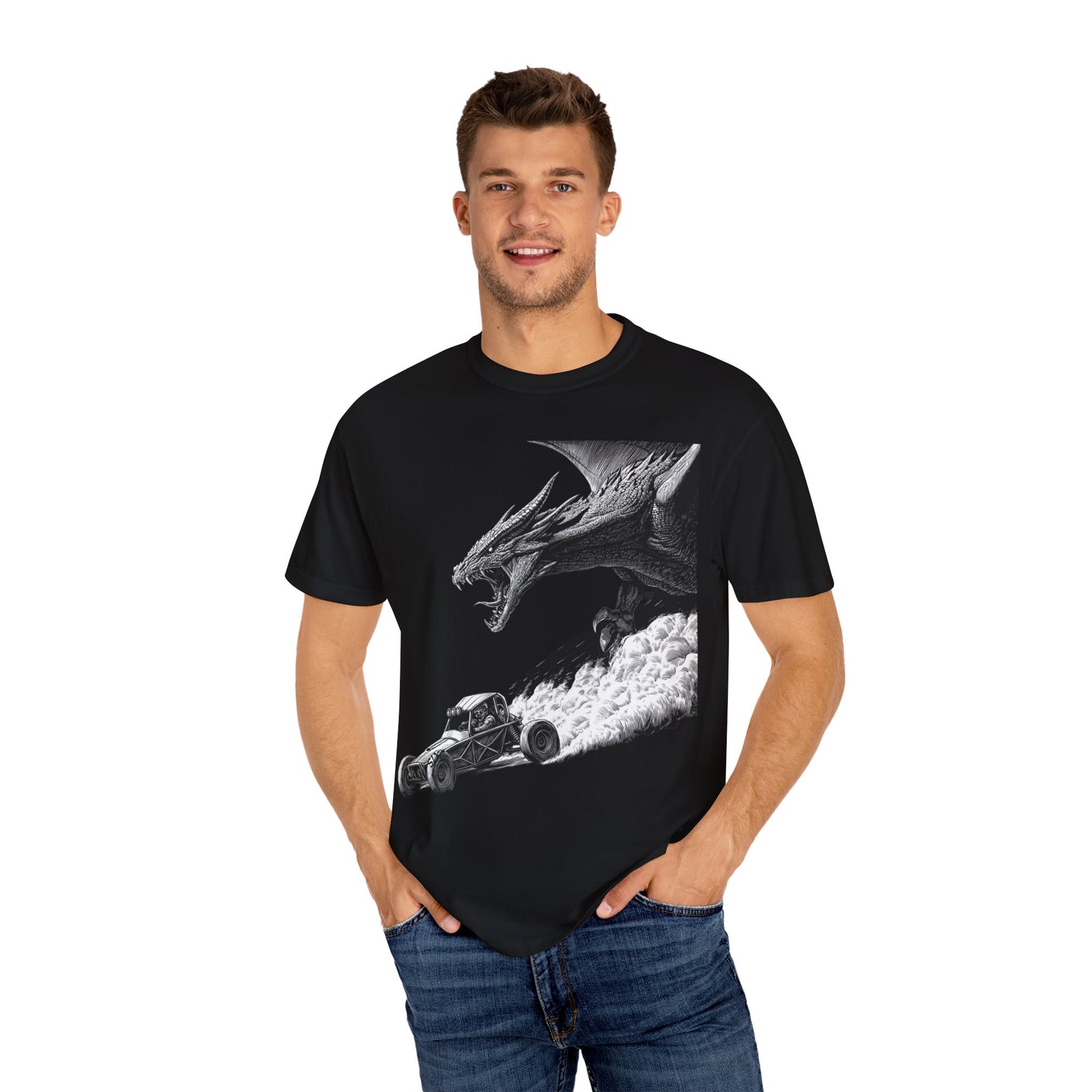 Dragon Race Unisex T-shirt, Fantasy Tee, Graphical Art Shirt, Gift for Gamers, Unique Graphic Tee, Cool Streetwear