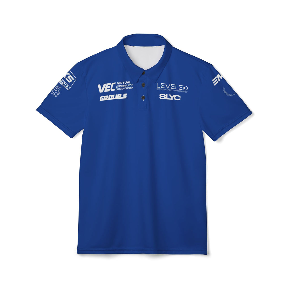 Racing Team Blue Polo Shirt - Sponsor Logo Motif
