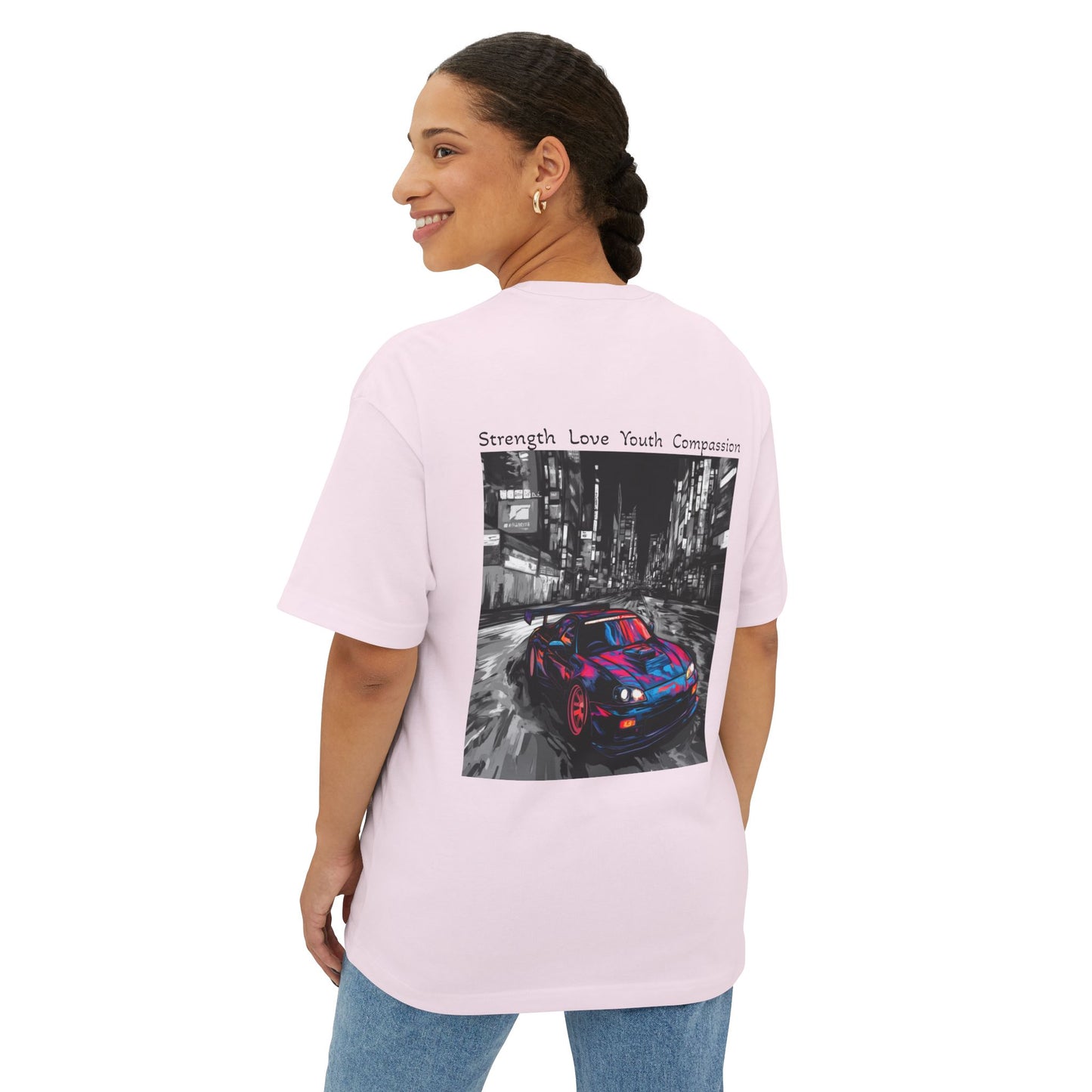 Urban Street Art Unisex Oversized Boxy Tee, Graphic Tee, Fashion Statement Shirt, Casual Wear, Gift for Car Enthusiasts