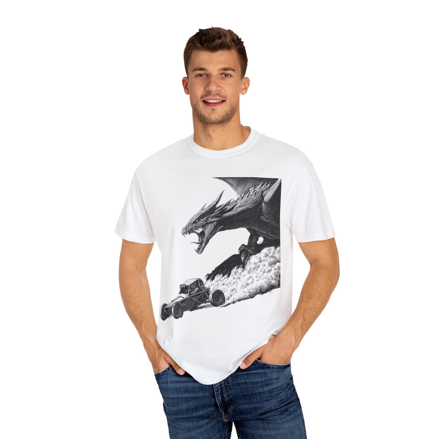Dragon Race Unisex T-shirt, Fantasy Tee, Graphical Art Shirt, Gift for Gamers, Unique Graphic Tee, Cool Streetwear