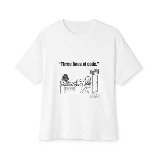 T-Shirt — "Three Lines of Code" Programmer Comic Tee