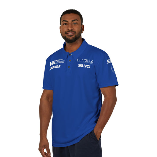 Racing Team Blue Polo Shirt - Sponsor Logo Motif