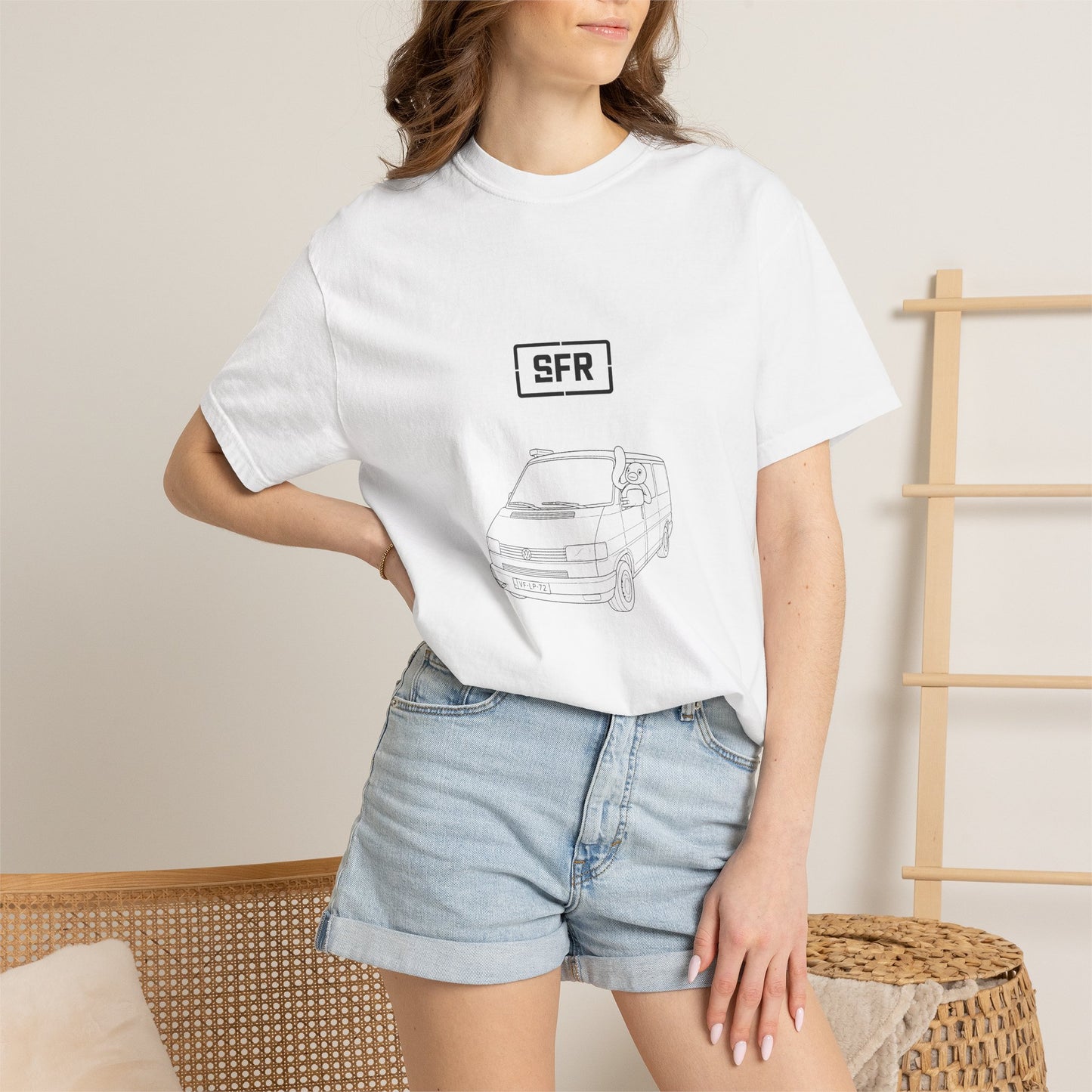 SFR Van Graphic T-Shirt — Minimal Line Art Camper Tee