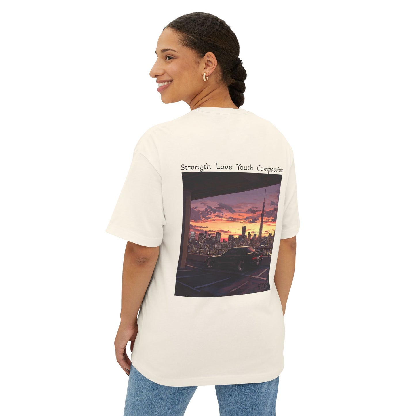 Urban Sunset Artwork Oversized Tee - Trendy Unisex Boxy T-Shirt, Streetwear, Casual Outfit, Graphic Tee, Gift for Him/Her