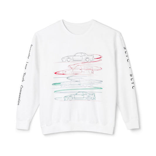 Street Style Unisex Lightweight Crewneck Sweatshirt, Casual Wear, Gift for Car Lovers, Trendy Apparel, Road Trip Essentials, Streetwear