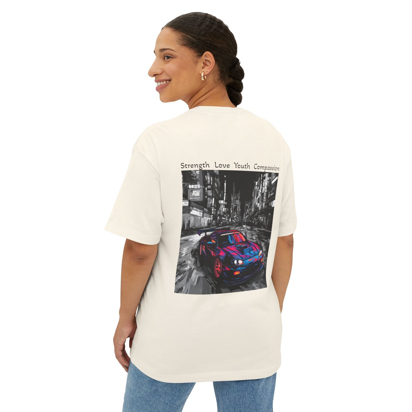 Urban Street Art Unisex Oversized Boxy Tee, Graphic Tee, Fashion Statement Shirt, Casual Wear, Gift for Car Enthusiasts