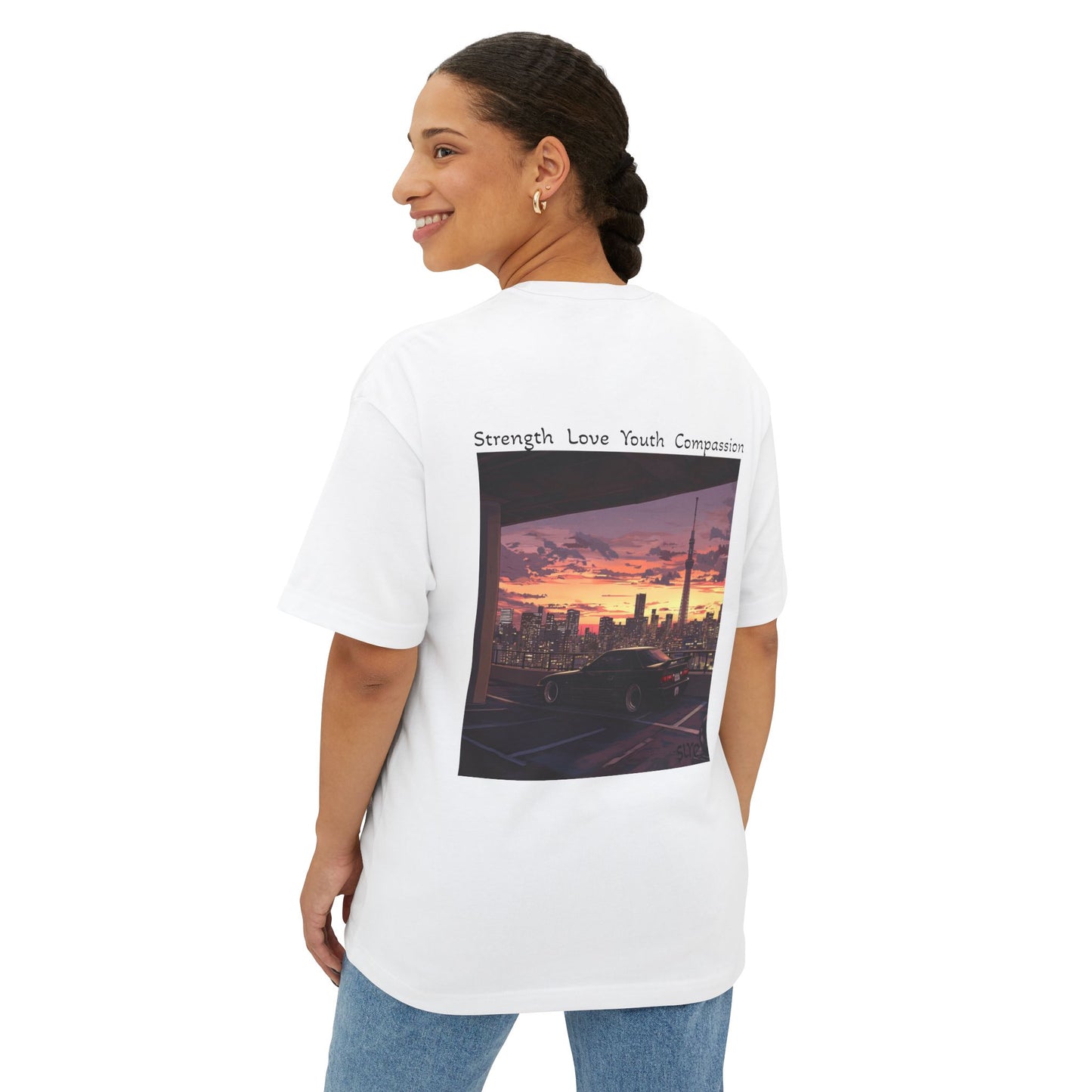Urban Sunset Artwork Oversized Tee - Trendy Unisex Boxy T-Shirt, Streetwear, Casual Outfit, Graphic Tee, Gift for Him/Her